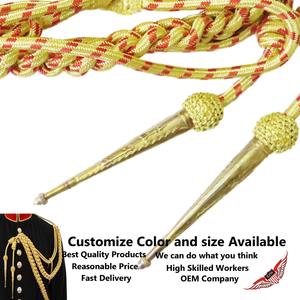 Aiguillettes de mylar dorado y granate con puntas de metal de latón recubiertas de oro - Product Image 2