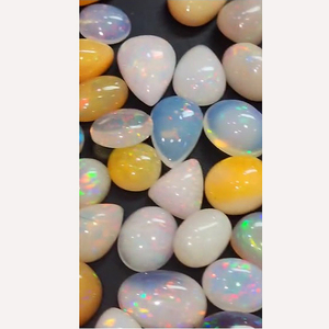 79 pièces d'opale éthiopienne naturelle avec feu 10mm à 20mm ovale poire Cabochon 418 Cts Iroc ventes qualité lâche pierres précieuses cabine US $418 - Product Image 4