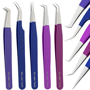 Pince à épiler pour cils incurvés en gros Extension de cils personnalisée Pince à épiler à pointe en fibre Pince à cils en acier inoxydable - Product Image 1