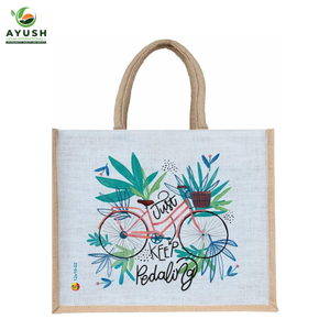 Sac de courses portable en jute avec coton intégré pour les épiceries et les centres commerciaux - Product Image 3