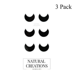 Boucles d'oreilles clous en argent sterling 925 véritable de qualité supérieure, perle d'eau de mer et tourmaline noire, forme lune, sertissage clos, finition haut de gamme, 7MM - Product Image 2