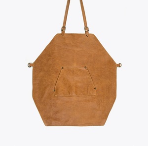 Tablier de travail en cuir pleine fleur artisanal avec doublure à motifs, bretelles réglables, tablier de protection robuste pour chef, barista - Product Image 1