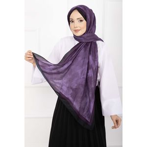 Elegance Purple Satin <b>Silk</b> <b>Scarf</b> Vintage Styled <b>Square</b> Digital Printed Designer Letter Tropical Stylish Satin <b>Scarf</b> Series - Product Image 1