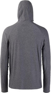 Chemise de pêche unisexe à manches longues gris chiné UPF 50 avec masque, cache-cou anti-UV et capuche, 100 % polyester, antibactérien, logo personnalisé - Product Image 2