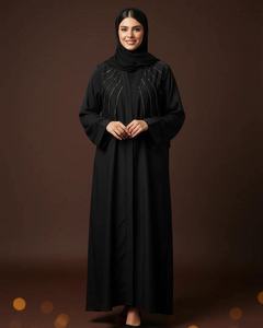 Vente en gros de vêtements islamiques Abaya de Turquie personnalisée Petite abaya de luxe élégante pour femmes robe musulmane Abaya de Dubaï à manches volantées en satin - Product Image 3