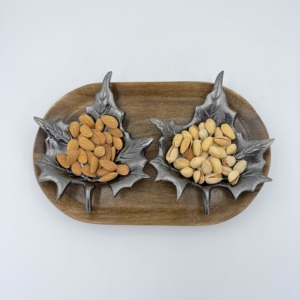 Bol décoratif en aluminium pour fruits secs, directement de l'exportateur indien, design feuille, bol en aluminium plaqué nickel noir à prix avantageux - Product Image 2