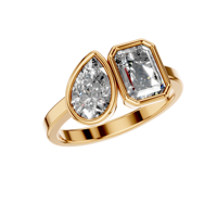 Ensemble de lunette en or massif 14 carats Toi et Moi Bague en diamant cultivé en laboratoire Certifié IGI Poire et émeraude Cut Two Stone Bijoux de fiançailles
