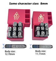 Jeu de poinçons numériques en acier 8 mm (5/16 pouces) 0-9, 9 pièces, 6 en 1, Cr-V 6150 HRC 58-62, pour marquage de codes de lot, DIN 7353, OEM/ODM, Taïwan