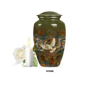 Classically Poised Catholic <b>Large</b> <b>Urn</b> for Human Ashes Decorative Aluminium Funeral <b>Urn</b> With Free Velvet Bag - Product Image 2