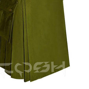 Kilt utilitaire rétro en coton écossais pour hommes avec poches cargo renforcées, style décontracté, fabriqué à la main au Pakistan - Product Image 5