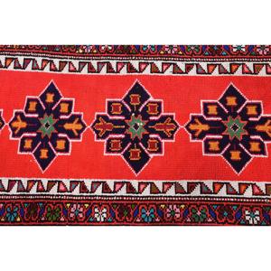 Vintage <b>Runner</b> Rug, 2.5x13.8 ft Turkish Rug, <b>Red</b> Ikat Wool Rug - Product Image 5