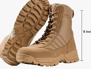 Bottes de travail pour hommes avec fermeture éclair latérale de 8 pouces, style tactique, bottes de moto et de plein air - Product Image 5