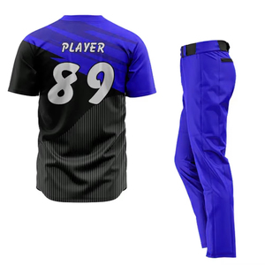 Custom <b>Baseball</b> Jersey Set Team 89 Blue Black V-Neck Button Uniform Unisex Sport Wear All Seasons 100% Cotton Breathable Quick - Product Image 5
