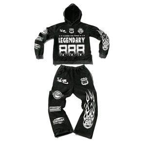 Sudadera con Capucha y Pantalones Deportivos Personalizados para Hombre, Tendencia Superior, Impresión Personalizada, 100% Algodón, Felpa, Cordón Ajustable, Chándal para Hombre - Product Image 1