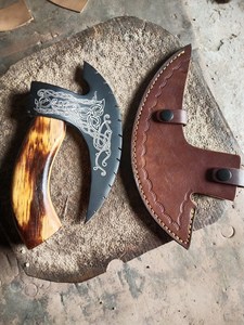 Steel Craft International-Cortador de pizza de acero inoxidable hecho a mano con grabado, cortador de pizza Vikingo, herramientas de cocina inteligentes - Product Image 2