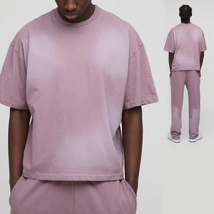 เสื้อยืดผู้ชายทรงปกติ ผ้าคอตตอน 100% เนื้อหนา สไตล์สตรีทแวร์ สีพื้น ล้างสีแบบ Acid Wash เสื้อยืดสั่งทำพิเศษ FINER THREADS ระบายอากาศได้ดี แขนสั้น - Product Image 2