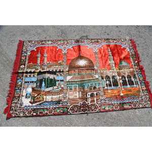 Traditional <b>Red</b> <b>Red</b> Patchwork Turkish Rug Large Area 3.5 X 5.5 ft Boho Style Wool Seagrass 10mm Rectangular for Hallway <b>Latex</b> - Product Image 1