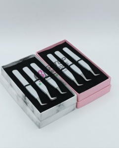 Professional Best Design 90 Degree <b>Light</b> Grey Powder Coating Plain Eyelash Extension Tweezers Stainless Steel Beauty Instruments - Product Image 6