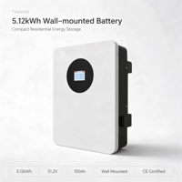 Batterie murale hybride intelligente à écran tactile LiFePO4 25,6 V 200 Ah 5 kWh avec onduleurs compatibles WiFi, BT, CANbus, RS485