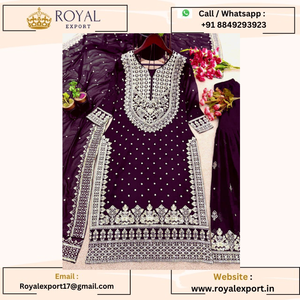 Lancement d'une nouvelle collection de costumes Gharara et Dupatta avec séquence de broderie lourde, vente en gros par Royal Export - Product Image 4