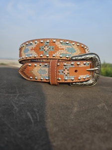 Cinturón Vaquero Occidental de Cuero Genuino Premium con Bordado, Hebilla de Aleación Estilo Vintage y Longitud Personalizada - Product Image 3