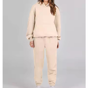 Survêtement OEM Pull à capuche et pantalon de survêtement pour femmes Sweat-shirt Jogger Set 100% Cotton Fleece 2 Piece Set 450 GSM Tracksuit - Product Image 5
