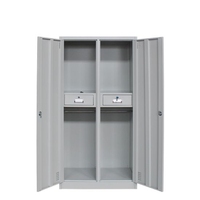 Armoire de rangement en acier à 2 portes, armoire de rangement en métal pour employés avec tiroirs et serrure