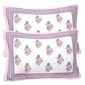 Indian Traditional Block Print Multicolor Floral Leaves 200TC Eco-friendly Cotton <b>Bed</b> <b>Sheet</b> Set Pink <b>Teal</b> King Size for Home - Product Image 2