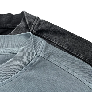 T-shirt pour homme vintage sur mesure en gros, coupe classique, 100% coton lourd, couleur unie, décontracté, respirant, écologique, lavé - Product Image 2