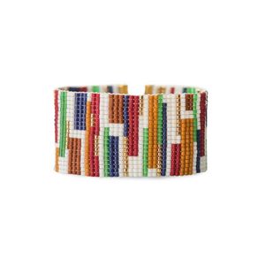 Festival porter des perles de rocaille Bracelet manchette perlé commande en gros Bracelet manchette fait main avec broderie artistique de perles de rocaille - Product Image 2