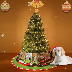 Jupe de sapin de Noël en tissu chaud et confortable, design rond pour couvrir la base du sapin de Noël, décoration festive pour la maison - Product Image 4