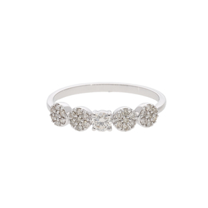Elegante Anillo Clásico de Oro de 14K con Cinco Diamantes de Corte Brillante, Banda de Diamantes con Baño de Rodio, Anillo de Aniversario de Bodas - Product Image 1