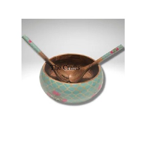 Marvelous Design Printed Wooden Food Serving <b>Bowl</b> Premium Quality Round Shape <b>Dessert</b> Serving <b>Bowl</b> <b>For</b> Sale - Product Image 1
