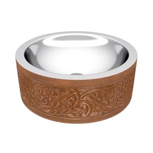 Tablier rond d'évier de salle de bain en cuivre de qualité supérieure avec bassins en céramique à martelage spécial pour le lavage de la cuisine - Product Image 4