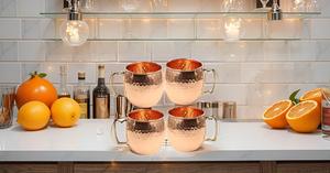 <b>Set</b> of 4 Pure Copper Hammered Moscow Mule <b>Mug</b> with Brass Handle <b>Mugs</b> for Water, 16 Ounce. - Product Image 2