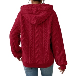Sudadera de Mujer Nueva de Invierno, Informal, de Otoño, de Color Sólido, con Capucha, Gruesa, de Jacquard, Tejida, 100% Poliéster, de Manga Larga - Product Image 1