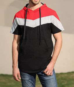 Jersey holgado de verano 2025, sudaderas con capucha lisas para hombre, diseño informal, bolsillo, algodón, transpirable, sudaderas con capucha de media manga - Product Image 5