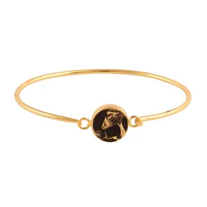 Pulseira ajustável com design atrativo, pulseira de cobre preta de turquesa e ouro banhada à prova d'água bracelete para mulheres