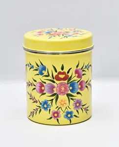 Hot Selling Hand Enamelled Floral Iron Regular Canister Design Customized <b>Spices</b> Storage Food Canister for Kitchen Usage - Product Image 4