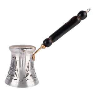 Cafetière turque en argent antique, cuivre, manche en bois, vaisselle, tasse à café, décoration de table pour la maison, la cuisine, le restaurant, l'hôtel, les fêtes - Product Image 6