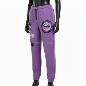 Pantalon de jogging pour femme en coton polyester de haute qualité, molleton 280 GSM, violet, confortable, toucher doux, broderie, logo personnalisé, pantalon pour femme - Product Image 4