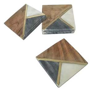 Posavasos de mármol ecológicos surtidos con incrustaciones de latón y metal Forma y tamaño personalizados Diseño de sublimación natural - Product Image 4