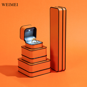 Weimei Elegent PU da trang sức vòng đeo tay mặt dây chuyền Hộp Quà Tặng Trường hợp với ánh sáng LED forjewelry hiển thị đám cưới Ngày Valentine - Product Image 2