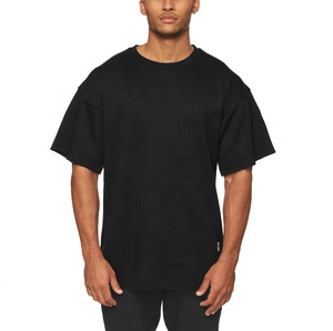 เสื้อยืดคอกลมผ้าคอตตอนพิมพ์ลายกราฟิกโอเวอร์ไซส์สีดำมีน้ำหนักมาก - Product Image 4