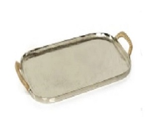 Tendance Rectangulaire En Métal Plateau De Service Alimentaire Résine Poignées Exclusif Qualité Argenterie Élégant Plateau De Nourriture pour Restaurant À La Maison - Product Image 1