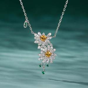 สร้อยคอแฟชั่นเงินแท้ลายดอกเดซี่คู่ Jeulia - Product Image 4
