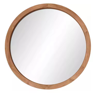 Azora Industries Élégant Moderne Fait à la Main en Bois Naturel Miroir Rond Mural Salon Décor Miroirs à Vendre - Product Image 1