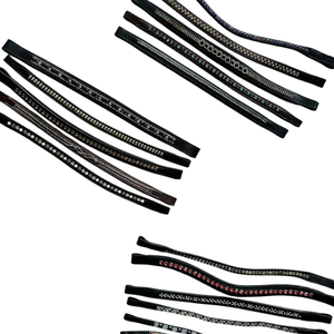 Bandas de Cuero con Cristales de Alta Calidad para Caballos, Hechas a Mano, con Pedrería Curva, Diseño Personalizado, Accesorios para Bridas Ecuestres, Entrenamiento de Caballos - Product Image 4