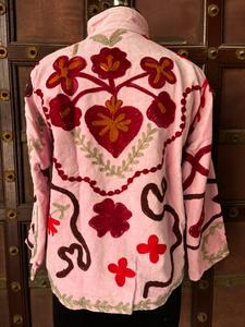 Haut ample décontracté pour femmes, automne/hiver, broderie en coton, respirant, velours tissé, veste blouson - Product Image 6