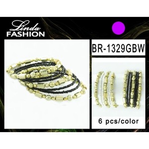 Bracelets métalliques colorés Linda Fashion avec un design de fleurs en perles, plaqués or, bijoux pour femmes, à porter tous les jours - Product Image 6